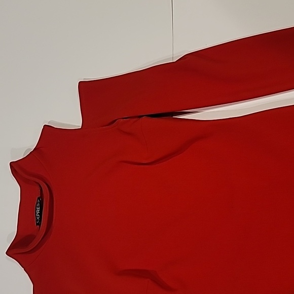 Express Cut Out Cold Shoulder Stretch Dress Red Small - Picture 5 of 12